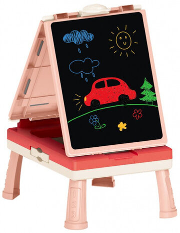 tekenbord junior 38,5 x 29 x 50 cm roze/rood 44-delig