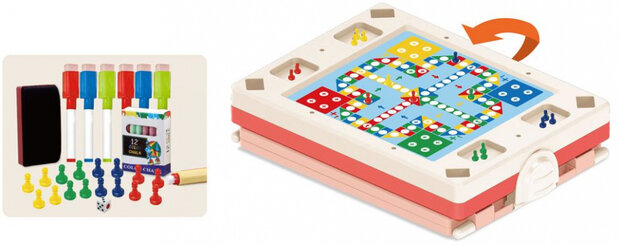tekenbord junior 38,5 x 29 x 50 cm roze/rood 44-delig