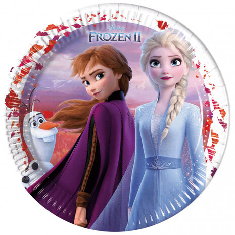 feestborden Frozen II meisjes 23 cm karton blauw 8 stuks