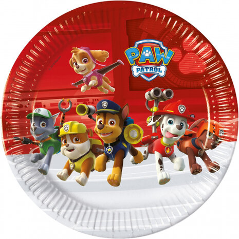 feestborden Paw Patrol Ready For Action 23 cm rood 8 stuks