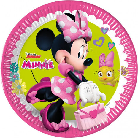 feestborden Minnie Happy Helpers 23 cm karton roze 8 stuks