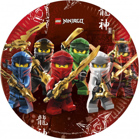 feestborden Lego Ninjago 23 cm karton donkerrood 8 stuks