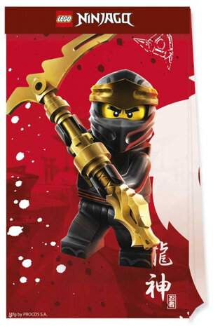uitdeelzakjes Lego Ninjago 23 x 10 cm papier rood 4 stuks