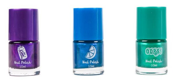 nagellak meisjes 10 ml blauw/paars/groen 3 stuks