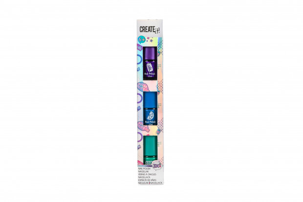 nagellak meisjes 10 ml blauw/paars/groen 3 stuks