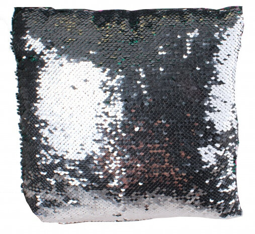 paillettenkussen junior 29 x 29 cm rood/paars/zilver