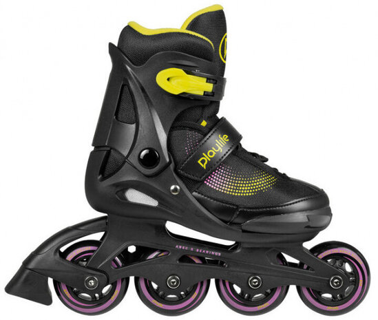 inline skates Joker combo-set 82A zwart/geel maat 31/34