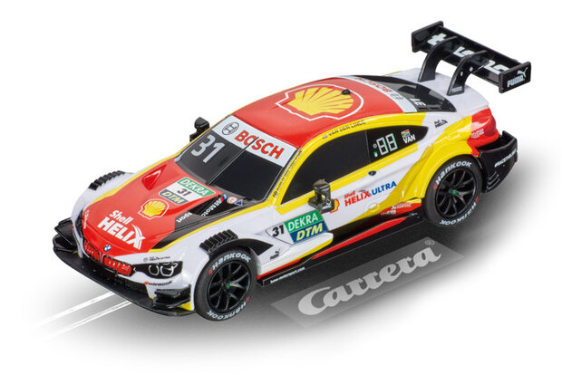 racebaanauto Go BMW M4 DTM 1:43 rood/wit/geel