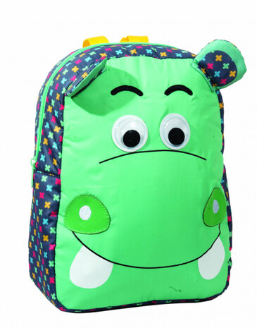 schooltas Hippo junior 12 liter 25 x 30 cm polyester groen