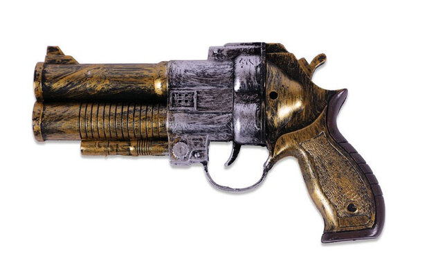 speelgoedrevolver Steampunk 22 cm bruin