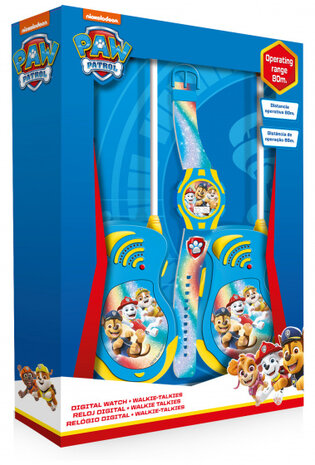 walkie talkie/horloge set Paw Patrol blauw 3-delig