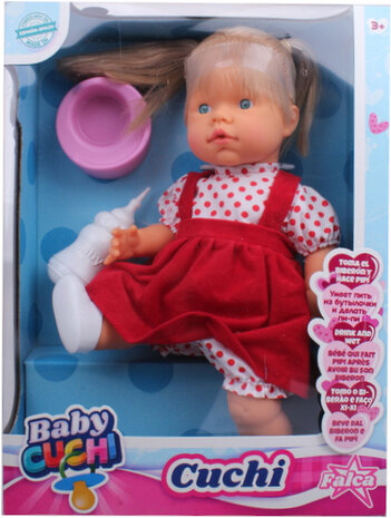 babypop Cuchi stippen meisjes 40 cm rood/wit 6-delig