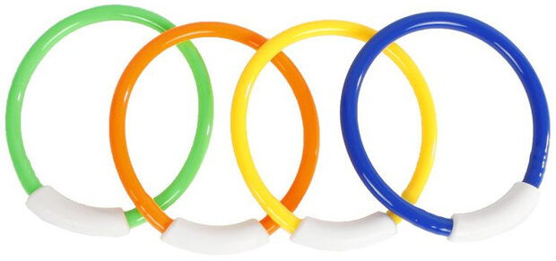 duikringen junior 13 cm groen/rood/geel/blauw 4 stuks