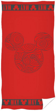 strandlaken Mickey Mouse 70 x 140 cm katoen rood