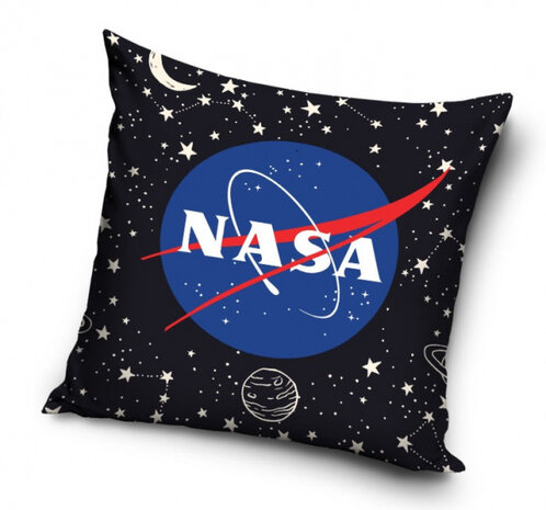 kussen Nasa 40 x 40 cm polyester zwart