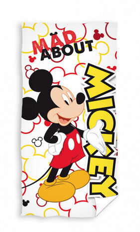 badlaken Mickey Beach Mad junior 70 x 140 cm katoen wit
