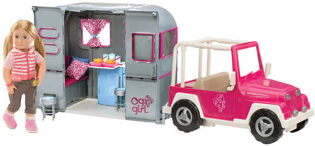 poppenjeep My Way And Highways 4 x 4 roze/wit