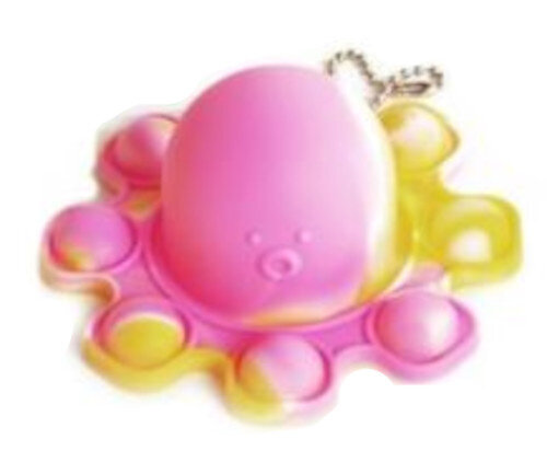 fidgetspel Octopus marble 9,2 cm geel/roze