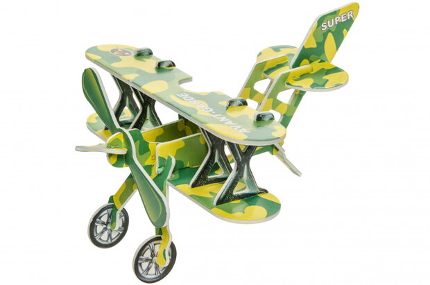 3D-puzzel vliegtuig junior 11 x 15 cm groen/geel