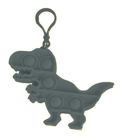 sleutelhanger Fidget Dino 8 cm siliconen zwart