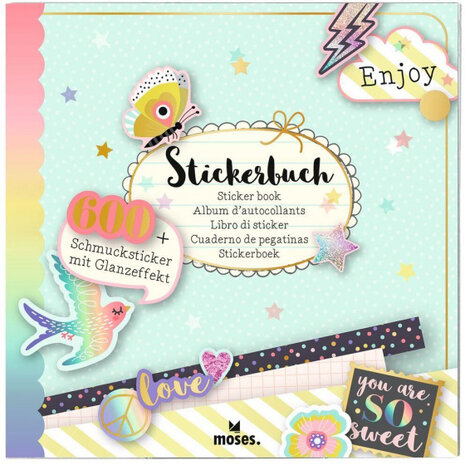stickerboek Flowers &amp; Friends 17 cm mintgroen 600 stickers