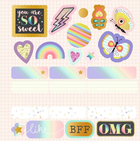 stickerboek Flowers &amp; Friends 17 cm mintgroen 600 stickers
