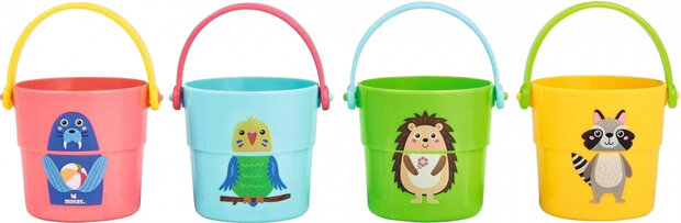 emmer gaatjesbodem 7,3 cm blauw/geel/groen/roze 4 stuks