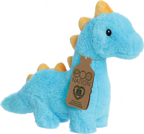 knuffel Eco Nation diplodocus junior 20 cm pluche blauw