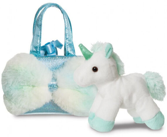 knuffel Fancy Pal eenhoorn 20 cm pluche wit/aqua 2-delig