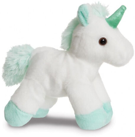 knuffel Fancy Pal eenhoorn 20 cm pluche wit/aqua 2-delig