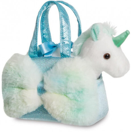 knuffel Fancy Pal eenhoorn 20 cm pluche wit/aqua 2-delig
