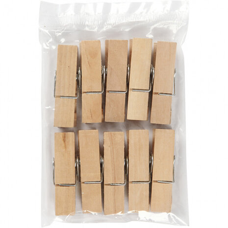 mini-wasknijpers 7,2 x 2 cm hout naturel 10 stuks