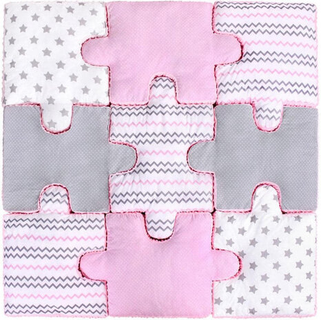 kussenpuzzel junior 145 cm katoen roze/grijs 9-delig