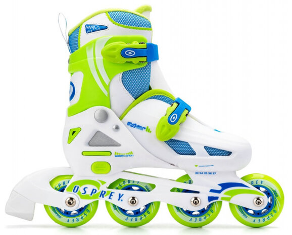 inlineskates Velocity polypropyleen 82A wit/groen mt 34-35
