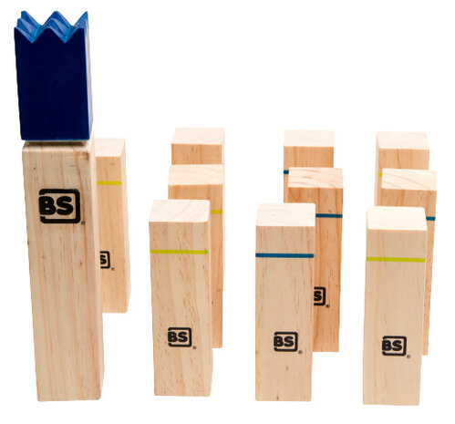 buitenspel Kubb junior 30 x 5 hout naturel/blauw