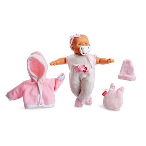 babypop Lloroncete meisjes 28 cm wit/lichtroze 5-delig