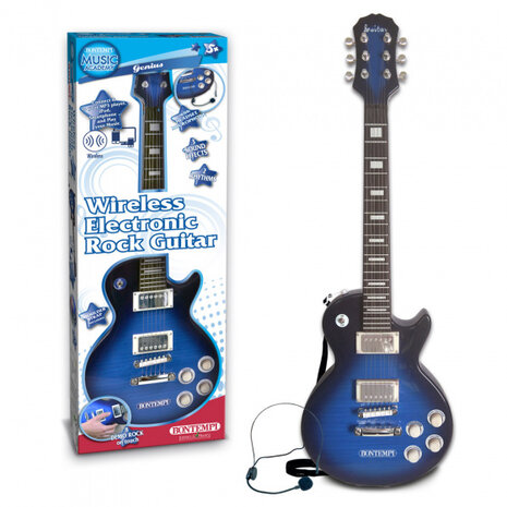 draadloze elektrische gitaar junior blauw/zwart 3-delig