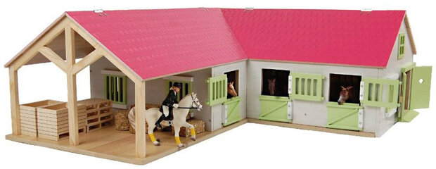 paardenhoekstal junior 68 x 77 cm hout rood/groen