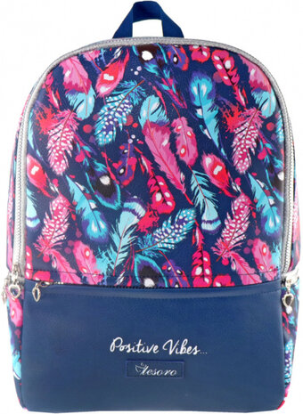 rugzak Positive Vibes junior 17 liter polyester blauw
