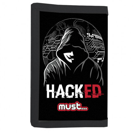 portemonnee Hacked 26 x 8 x 13 cm polyester zwart