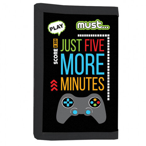 portemonnee Just Five More Minutes 26 cm polyester zwart