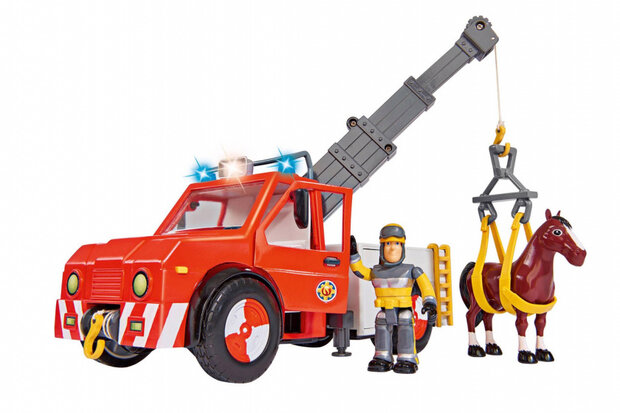 brandweerwagen Sam junior 23 cm rood/grijs 3-delig