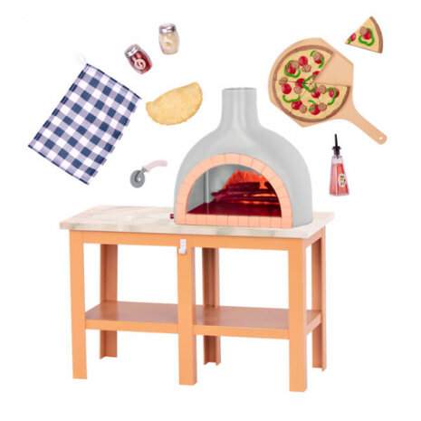 speelset houtgestookte pizzaoven 14-delig