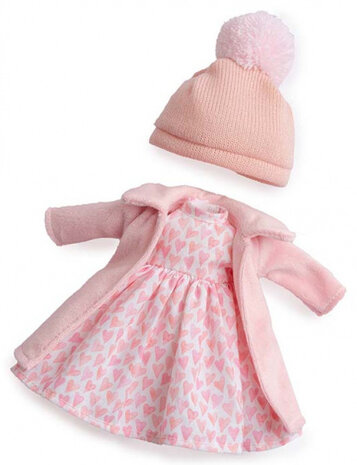 poppenjurk meisjes 35 cm textiel roze/wit 3-delig