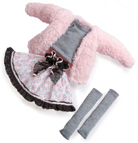 poppenkleding meisjes 35 cm textiel roze 4-delig