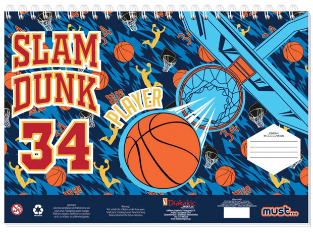 kleur- en schilderblok Slam Dunk 23 x 33 cm blauw/oranje