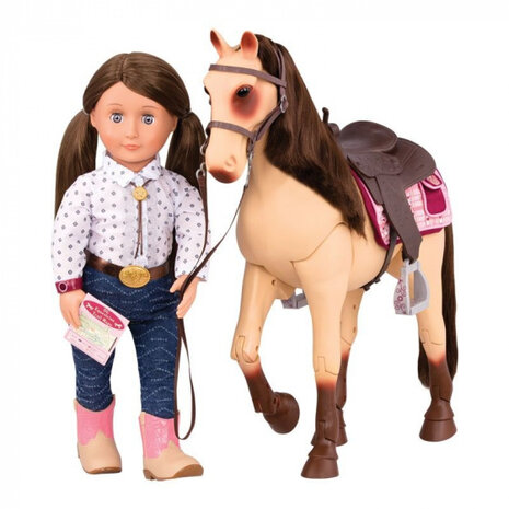 paard Posable Morgan 50 cm beige/bruin 13-delig