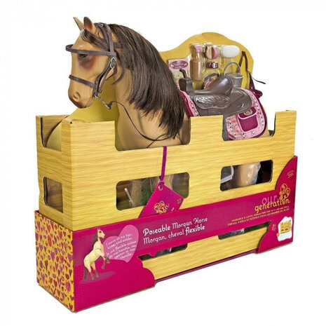 paard Posable Morgan 50 cm beige/bruin 13-delig