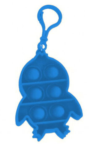 sleutelhanger Fidget Kuiken 8 cm siliconen blauw
