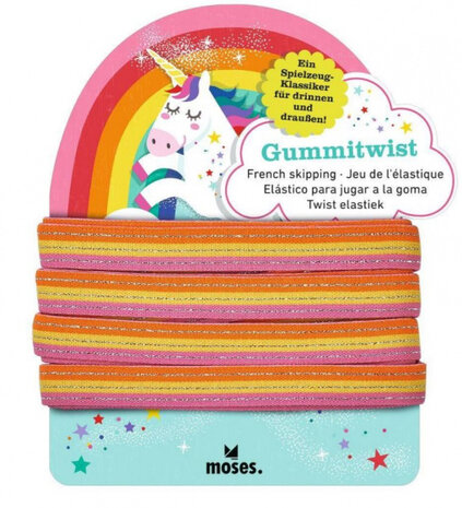 twistelastiek Rainbow meisjes 4 meter elastaan